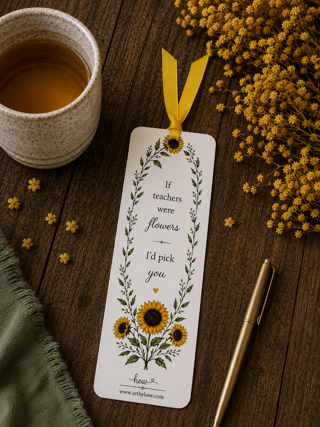 Sunflower Teacher Bookmark
