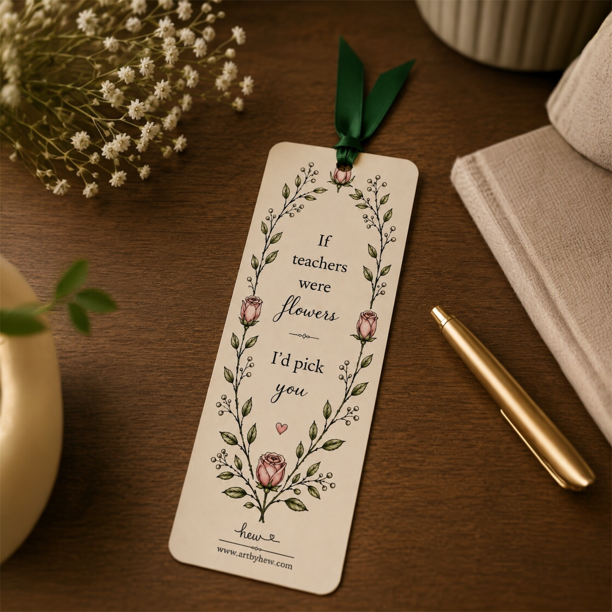 Rose Teacher Bookmark