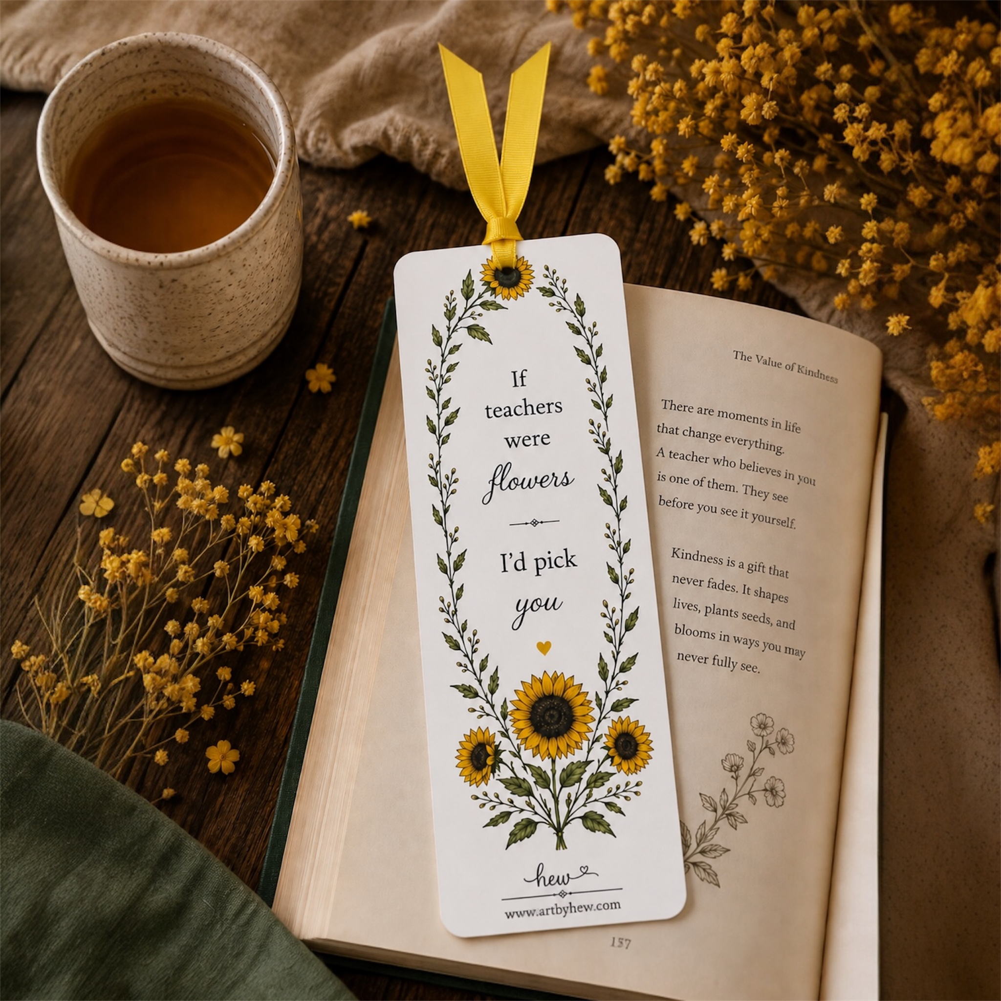 Sunflower Teacher Bookmark