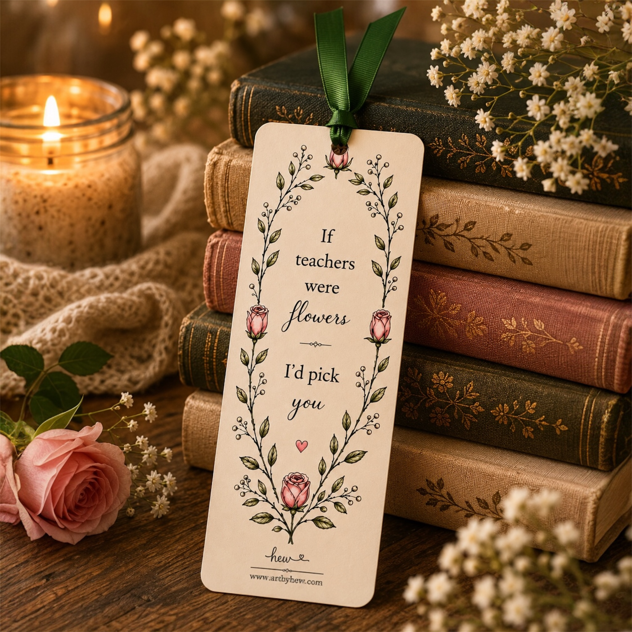 Rose Teacher Bookmark